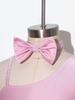 Girls Cat Cosplay Leotard Jumpsuit Sparkly Rhinestones Asymmetrical Sleeves with Tail Long Pants and Bowtie for Halloween Costume Party