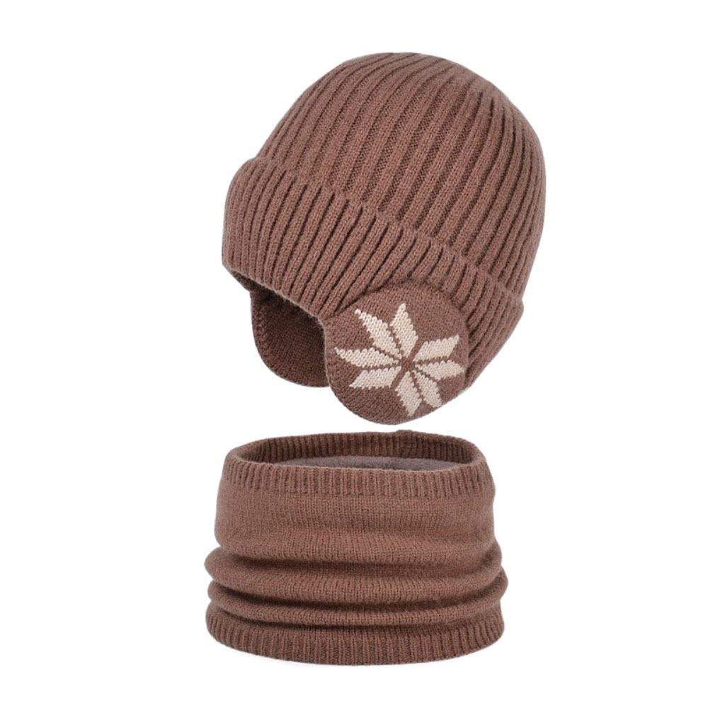 2pcs Coldproof Children Knitted Beanie Solid Color Pullover Hat Fashion Scarf Hat Set  Winter