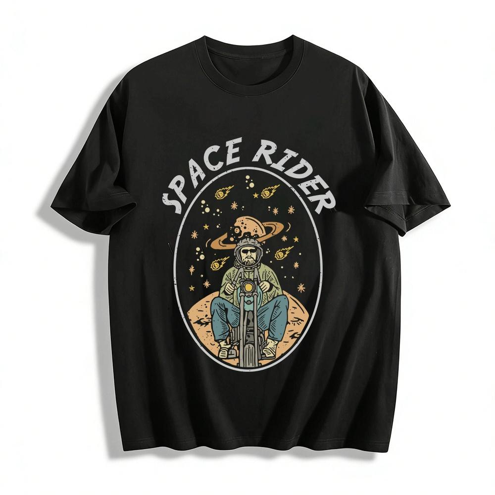 

Vintage Space Rider Motorcycle Graphic Casual Tee Pure cotton T-shirt XXS