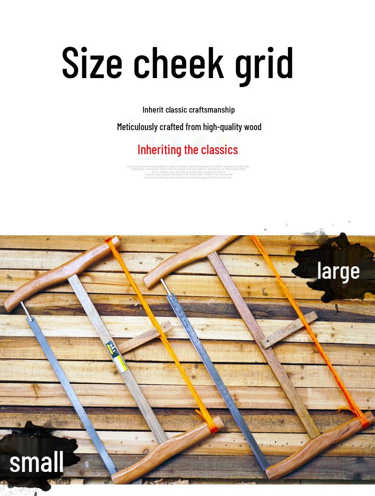 Vintage Handheld Woodworking Frame Saw - Steel Blade Tool