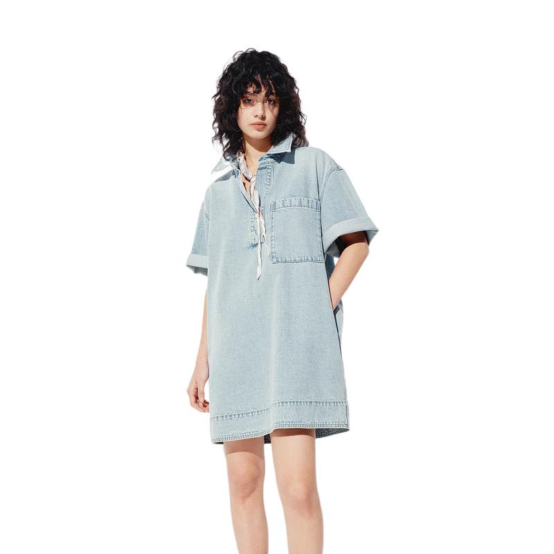 

MO&Co. Denim Dress with Printed Scarf M