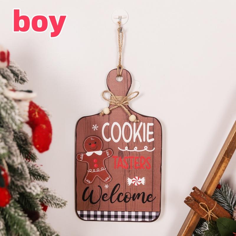Christmas Gingerbread Man Wooden Ornaments Home Cookie Man Decor Hangings Sign Pendants Welcome Front Door Hanger New Year Gifts