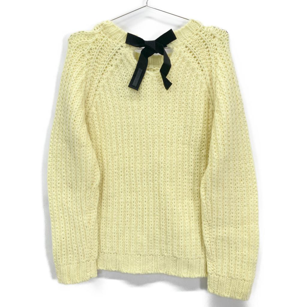 Red Valentino XR3KC12G Yellow Mohair Cable Knit Tops S yellowUsed