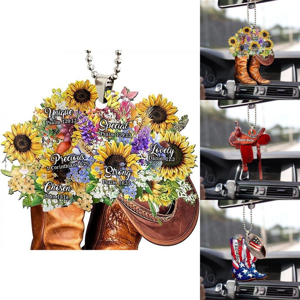 Wild West Floral Gift For Horse Lovers Vintage Cowboy Car Decoration Hanging Ornament