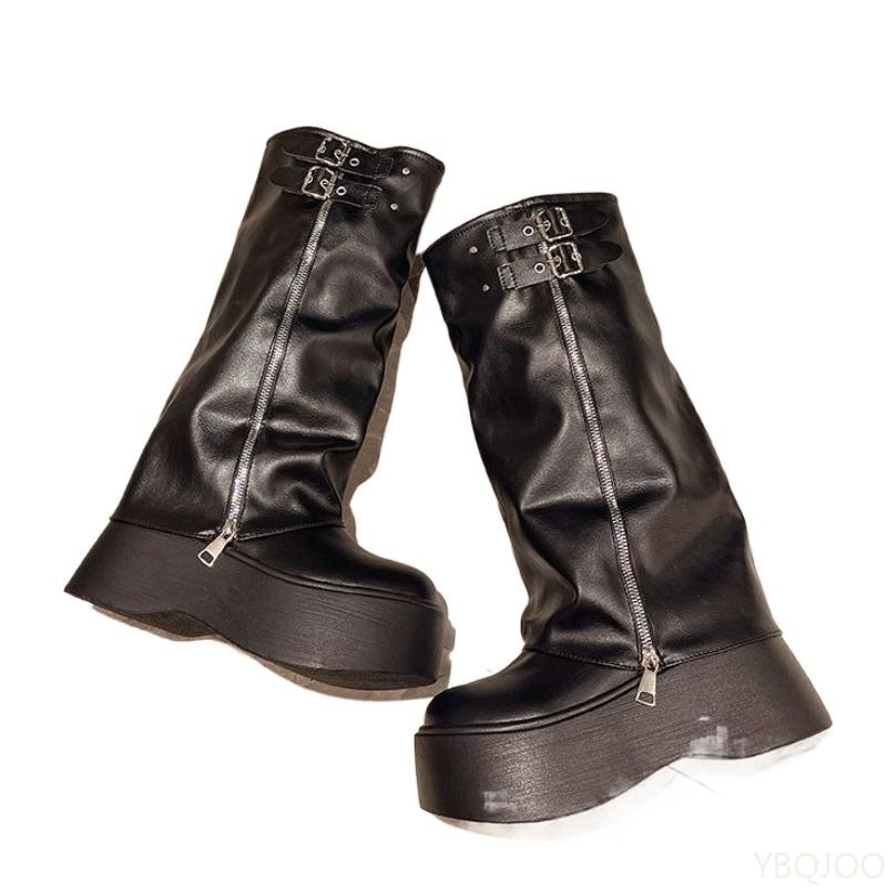 Women New Spring Autumn Retro Trend Shoes Elegant Minimalist Women Boots Mid Heels Women Fashionable Comfortable Knee High Shoes