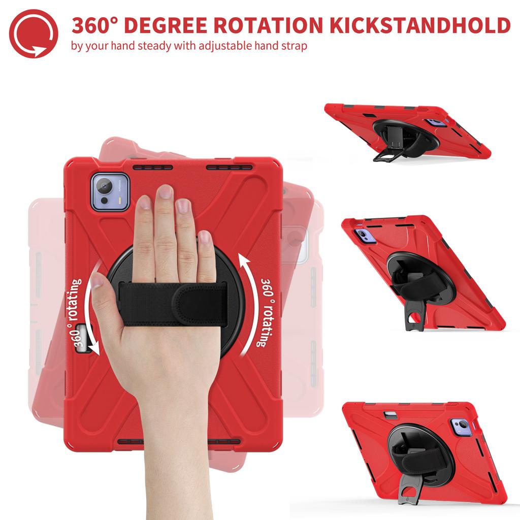Rugged Stand Case for Xiaomi Pad 7 Ultra 2025 14.0 Inch 360 Rotating Heavy Duty Cover with Hand & Shoulder Strap 3-Layers Shell