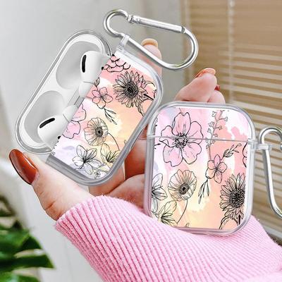 Étuis pour écouteurs transparents Coque pour Airpods 3 Pro2 1 4 Pro 2 Pro3 Fleur Art Linéaire