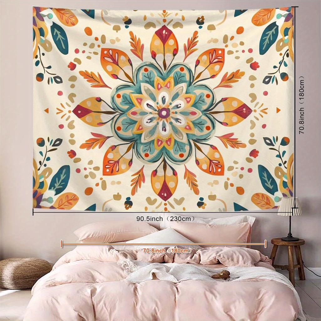 1 Stück Böhmischer Mandala Wandteppich, Polyester, Dünne Pfirsichhaut, Gestrickte Wandbehängung, Dekorative Raumdeko, Wohnzimmerdeko