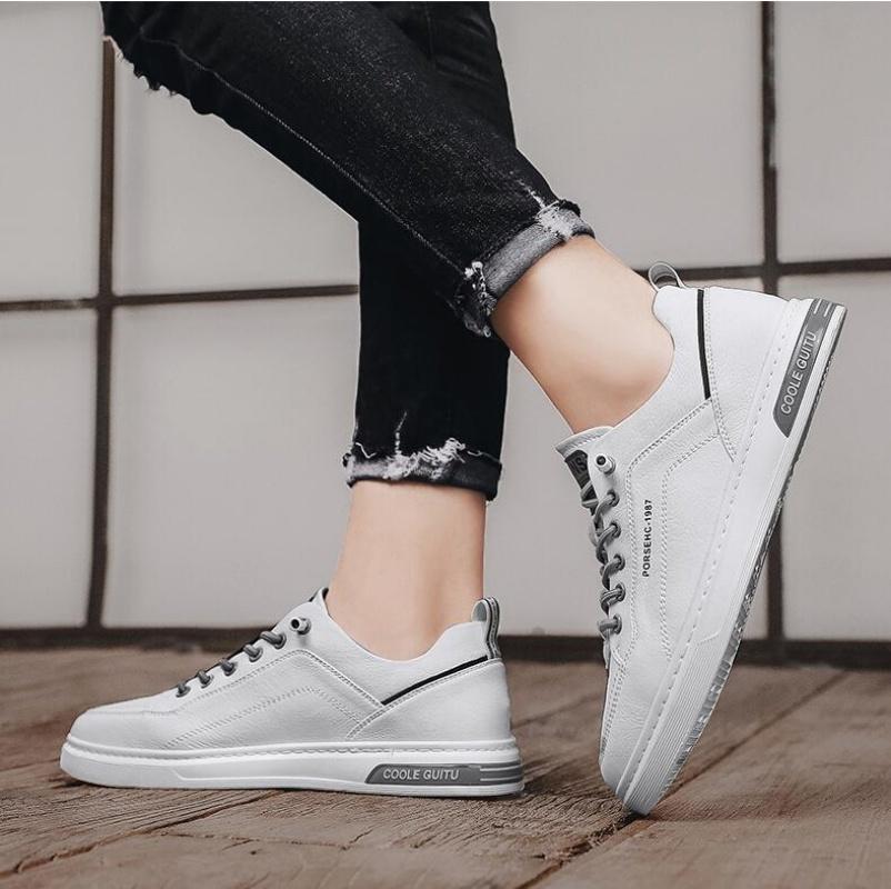 Fashion New Design PU Leather Skateboard Shoes Men Designer Vulcanize Shoes Fashion Mens Casual Footwear Youth Teenage Man Sneakers