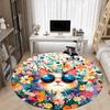 1pc Floral Cat Office Round Rug, Non-slip, Soft and Durable Office Rug for Interior Decoration, Perfect for Office,Decoration yy260204077
