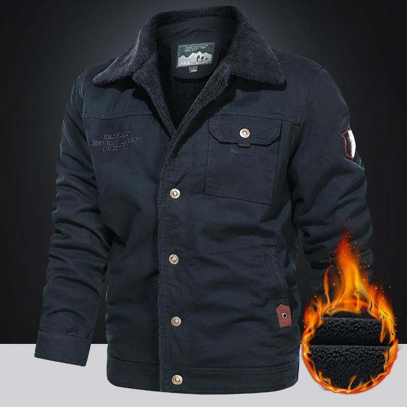 Spring Autumn Winter Jacket Men Cotton Windbreaker Coat Men's Jackets Man Cargo Casual Jacket Mens Clothes Plus Velvet Jacket Plus Size