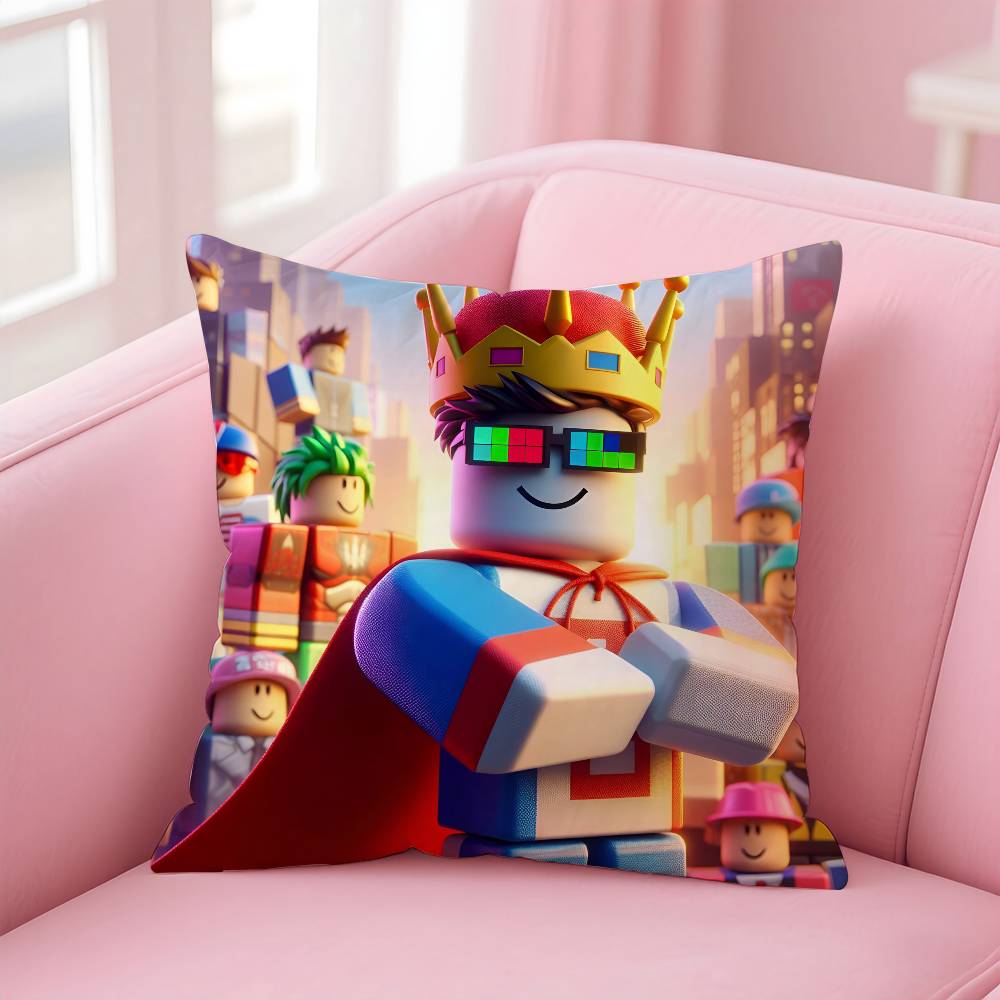 Hot Game R-Robloxs-X Cool Pillow Case Anti-Dustmite Pillowcase Invisible Zipper Silky Short Plush Sofa Cushion Cover