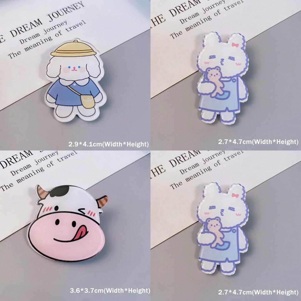 Adorable Cartoon Dog Rabbit Cow Brooches For Backpack And Handbag Decoration