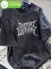 Herre Retro 'Støt Lokale Biblioteker' Trykt Kortærmet T-shirt - Slidt Look