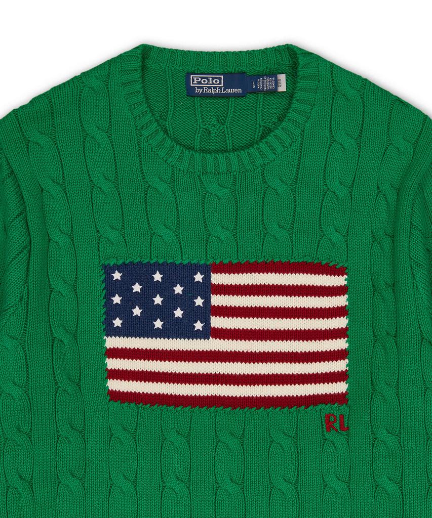 POLO RALPH LAUREN Iconic Cable Knit Flag Sweater - Green