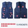 Men's Vest Outerwear Denim Waistcoat Deep Blue Color Sleeveless Jacket Multi-pocket Trucker Biker Jeans Jacket Waistcoat Gilet