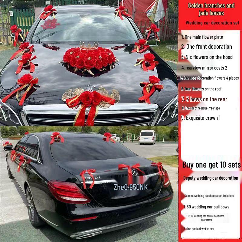 Wedding Car Decoration Set: Main & Second Car Flowers
