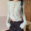 Französischer Strickpullover mit Lochmuster, schlank geschnitten und figurbetont, für Damenbekleidungsdesign, würziges Mädchen, taillenbetonendes Oberteil