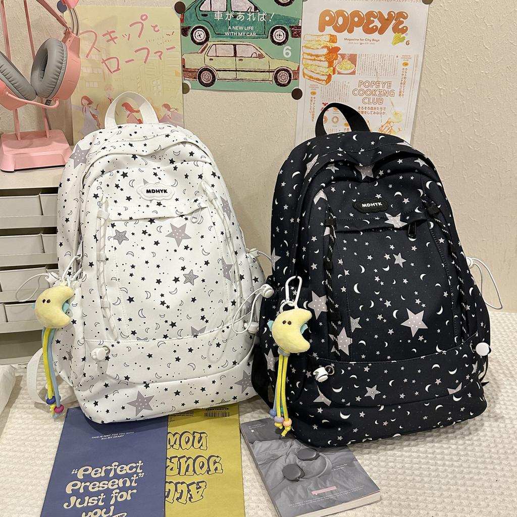 Schulranzen1011 neuer Schulranzen weiblich Mittelschule Oberschule Schüler Rucksack mit großem Fassungsvermögen Sternenprint weibliche Studentin Computertasche