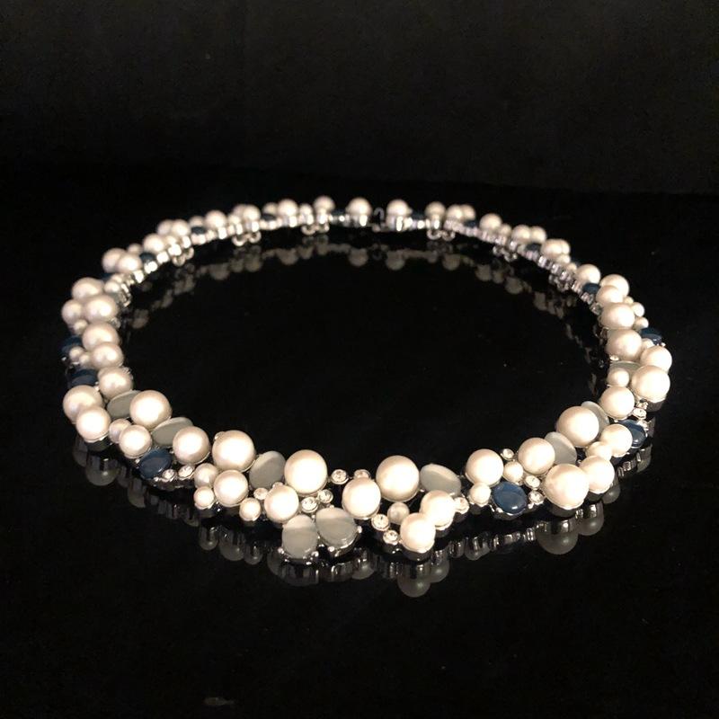 Pearl Gemstone Necklace Women s Light Luxury Niche Versatile Sweater Chain Collarbone Chain Alloy Regular Chain