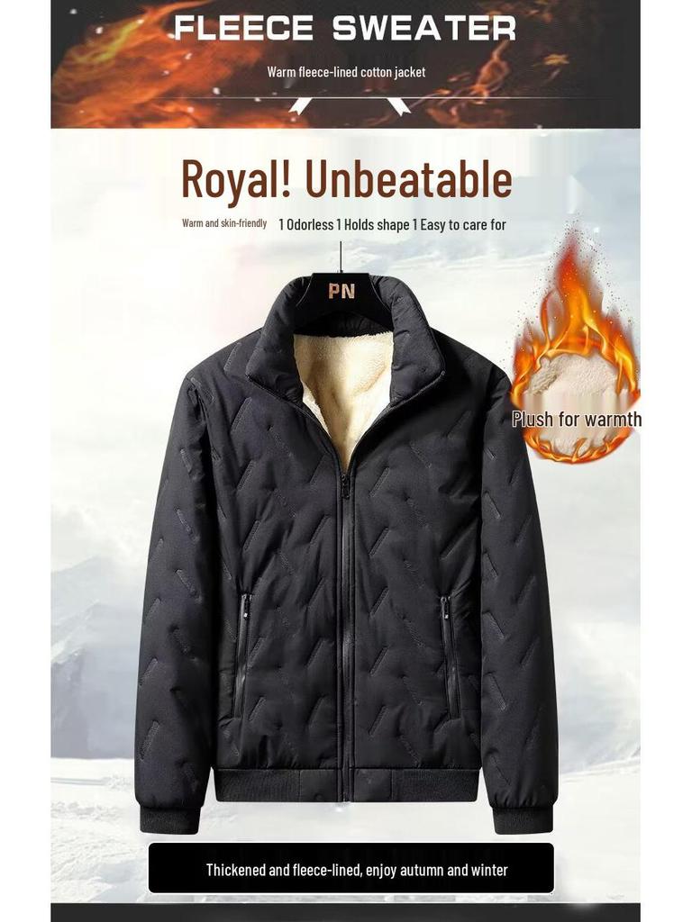 Herren Winter Lammwolle Samt gefüttert Baumwolljacke & Mantel Set