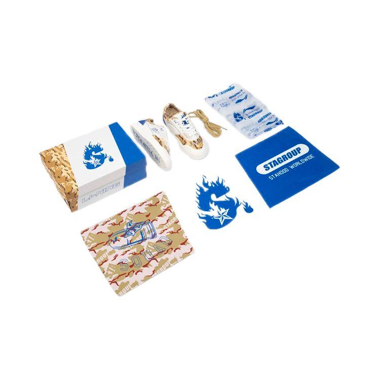 LiNing STA X 50/50 Trendy Casual Low-Top Sneakers Limited Edition Men Sneakers White Brown Blue AECS045-2