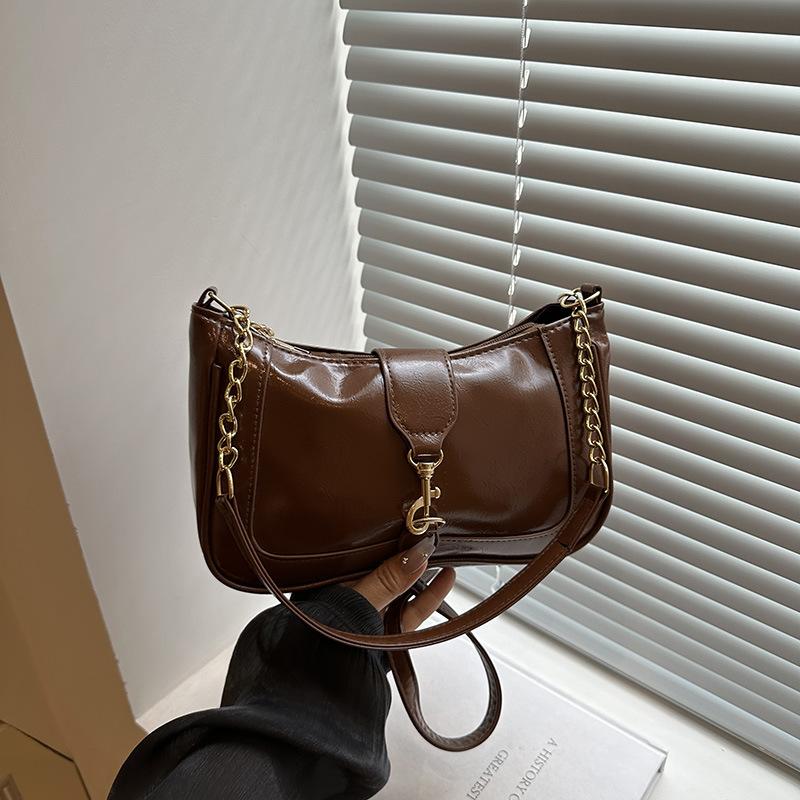 

Красивый модный тренд однотонный универсальный чувство дизайна высокая текстура популярная сумка через плечо под мышку сумка-мессенджер женская коричневый