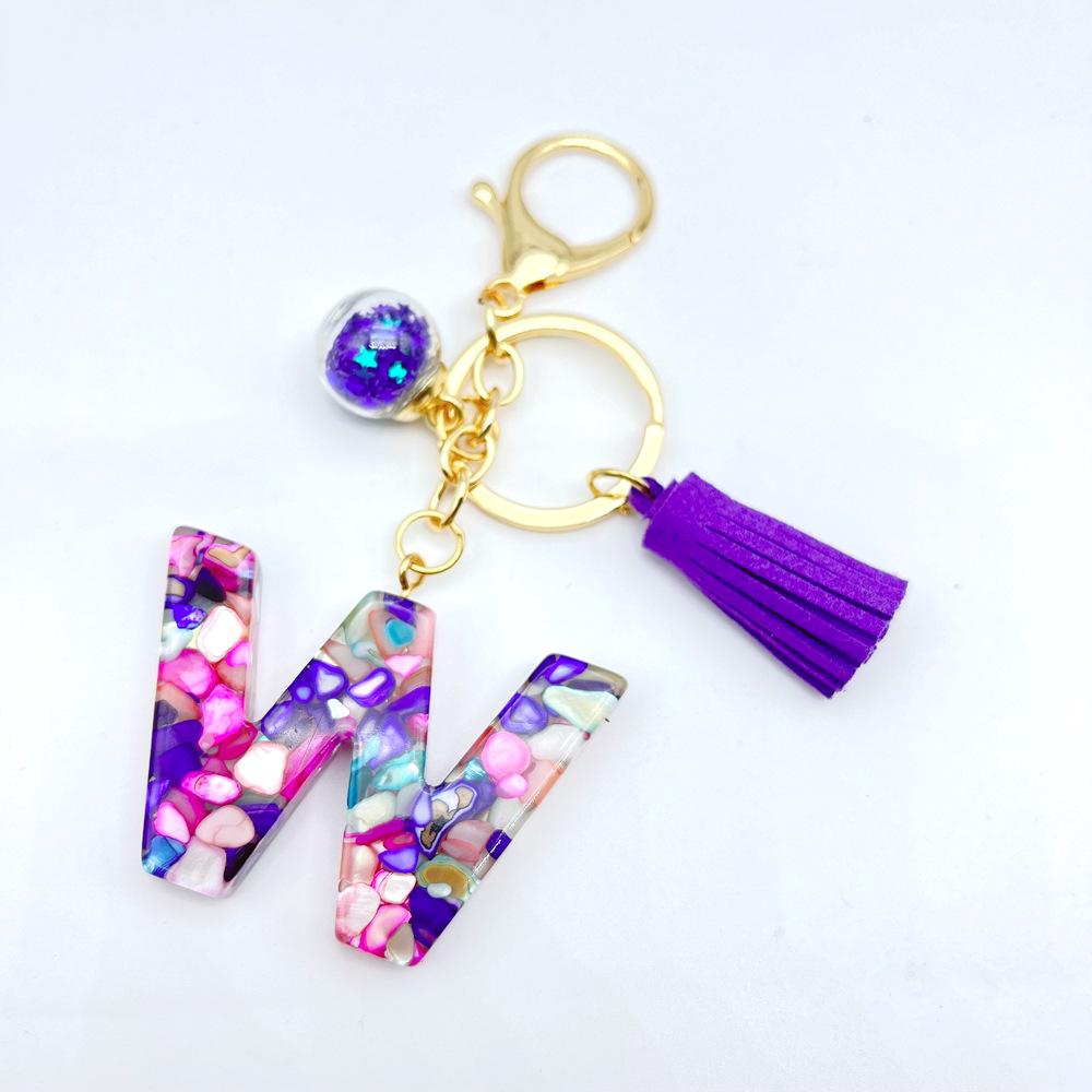 Breloc inițial englezesc de vânzare la cald european și american cu accesoriu cu ciucuri violet