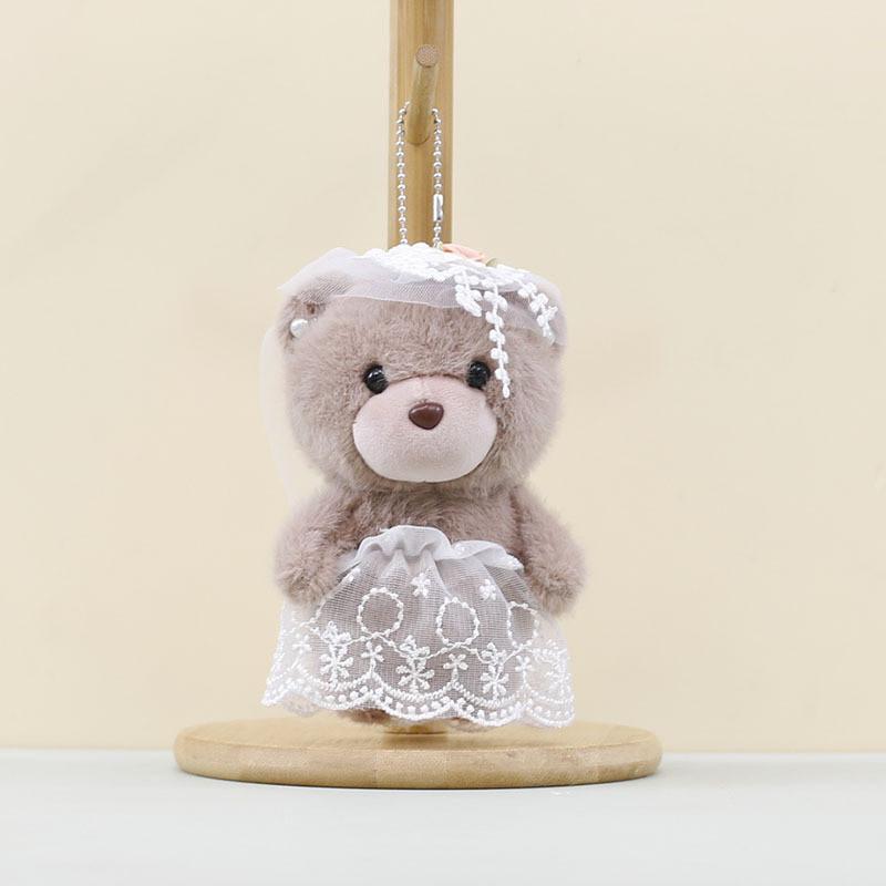 Cute Wedding Bear Plush Pendant Plush Keychain With Short Plush For Ideas Gift