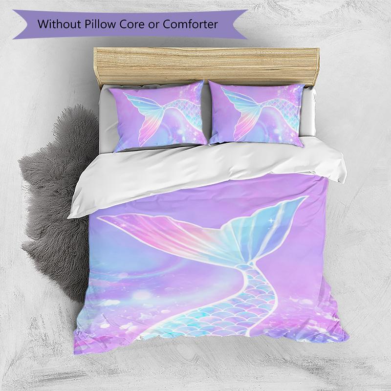 Mermaid 3pcs Bedding Set Duvet Cover Closure Includes 1 Duvet Cover & 2 Pillowcases for All Seasons Bedroom Home Dorm Decor
