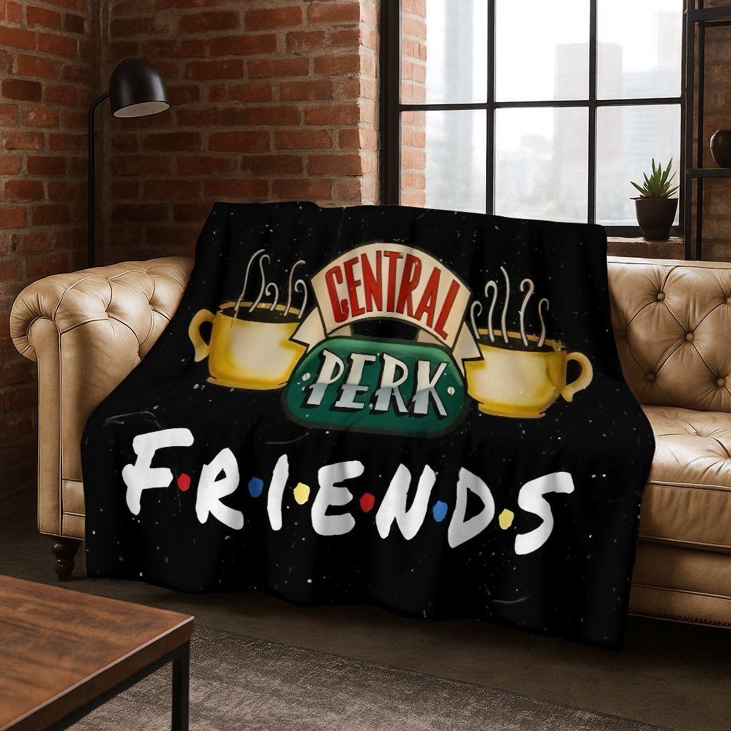 Classic Friends Central Perk TV Flannel Blanket,Cozy Soft Throw Blanket for Home Bedroom Bed Sofa Picnic Office Cover Gift Kid