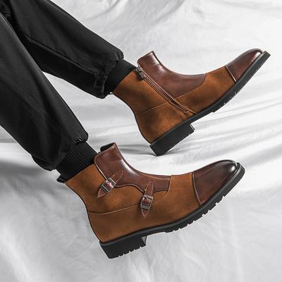 Men’s Motorcycle Boots Retro Street Style Dress Chelsea Boots Tuxedo Wedding Men Ankle Boots Plus Size High Top Large Size