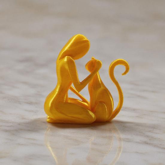Jijijing 3D Printed Sculpture, One-Piece Molding Desktop Figure, Abstract Woman Cat Art Ornament for Home Decor Gift