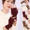 Winter Hand Gloves Soft Warm Gloves Stretchy Fingerless Mittens With Thumb Hole