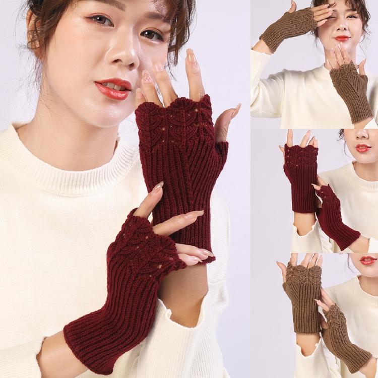 Winter Hand Gloves Soft Warm Gloves Stretchy Fingerless Mittens With Thumb Hole