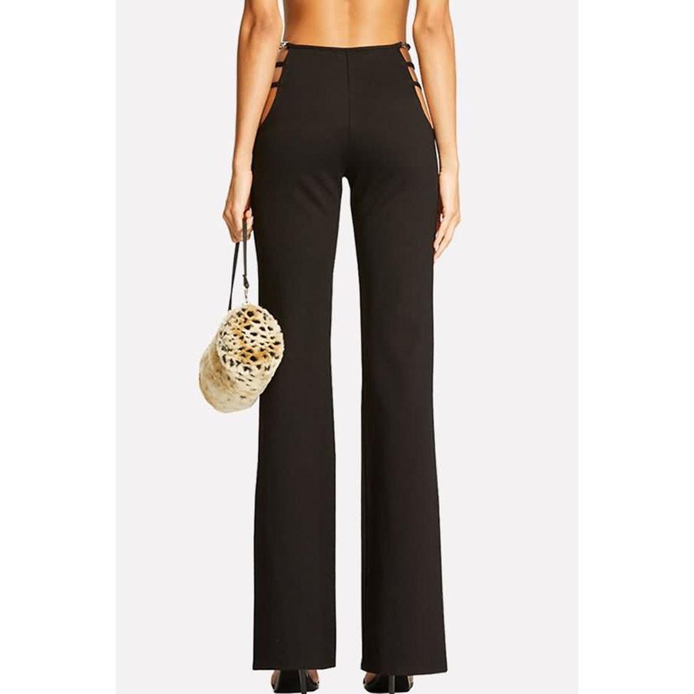 Women High Elasticity High Waist Cutout Strappy Casual Bell-Bottomed Pants
