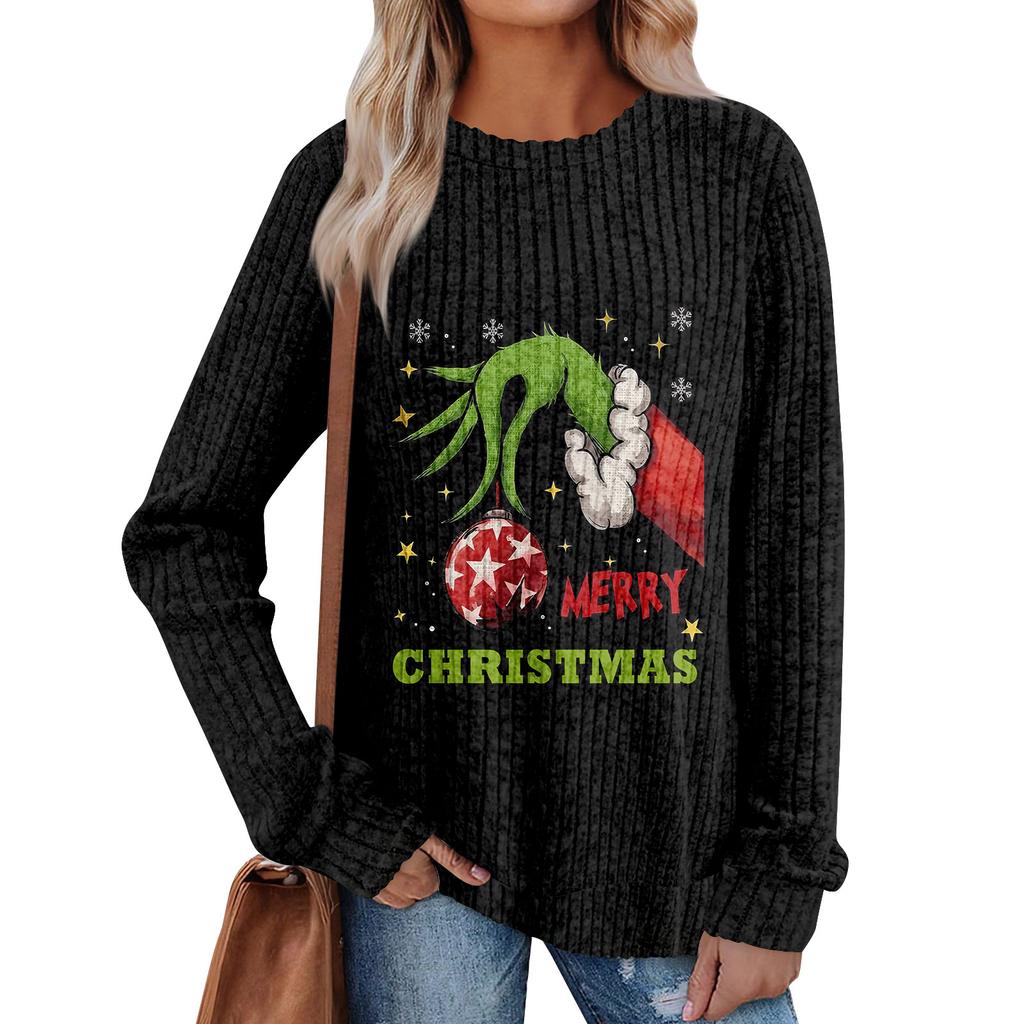 Women's Printed Lightweight Brushed-Cotton Round Neck Top