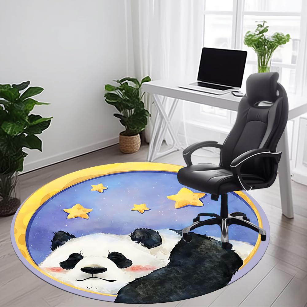 1pc Panda Moon Office Round Area Rug, Indoor Mat Suitable ForOffice, Under Office Chairs Bedroom Living Room Home Decor, Room Decot137