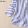 ZANZEA Women Turn Down Collar Long Sleeve Stripe Blouse