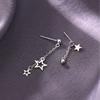 Sterling Tone Sweet Romantic Star Tassel Stud Earrings Women Modish Stylish Minimalist Simple Daily Wear Jewelry AccessoriesSweet Stud