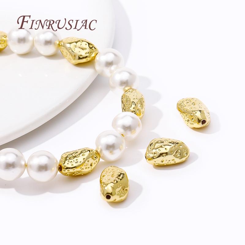 18K Gold Plated Irregular Stone Shape Spacer Beads Bracelet Beads High Quality Jewelry Making DIY Necklace Earrings Accessories