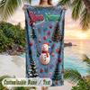 Soft Beach TowelChristmas Custom Name Print Towel For Bathroom Beach Indoor Decor Holiday Gift