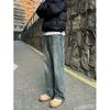 Retro Blaue Jeans Herren Große Größen Hosen Amerikanischer High Street Locker Gerades Bein Bootcut Hosen