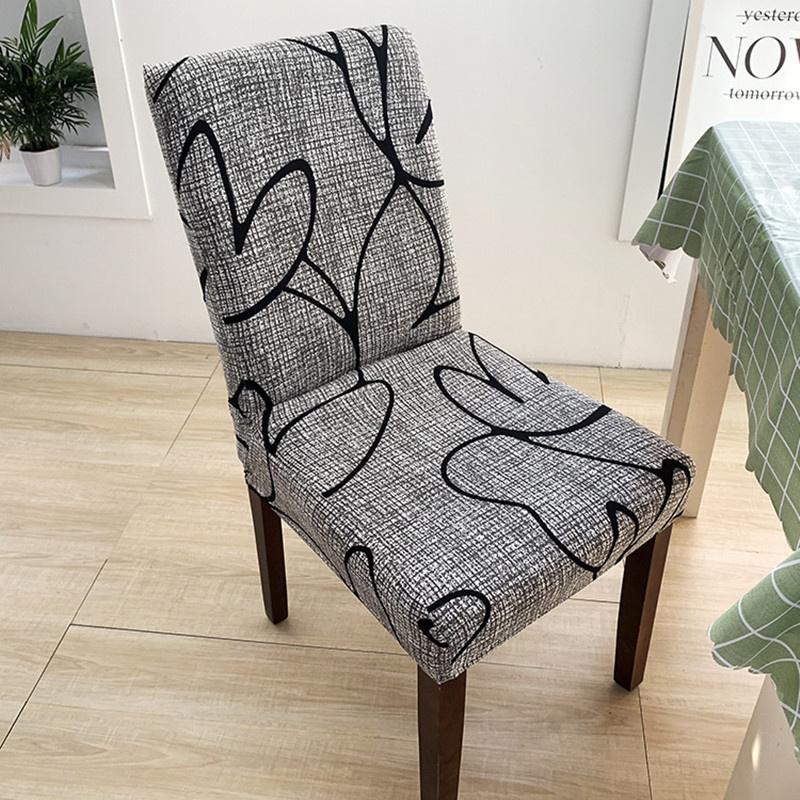 Simple Printed One Piece Elastic Chair Cover for Home Office Dinner Room  Dustproof Chair Seat Cover Home Chair Slipcover Case