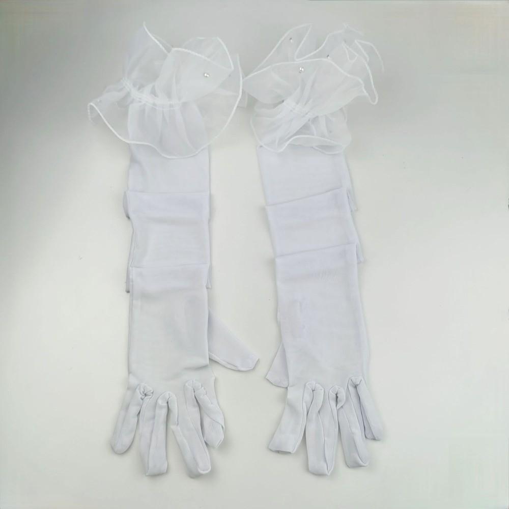 Lace Pearl Etiquette Gloves Perspective Sunscreen Sleeves Fashion Long Gloves  Wedding Dress
