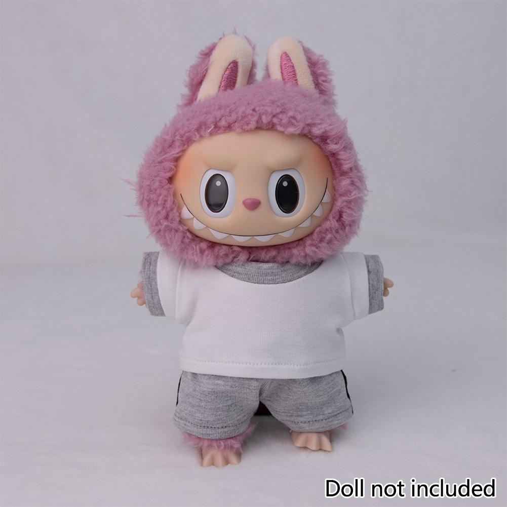 For 17cm Labubu Doll Clothes Fashion Clothes T-Shirts Doll Clothes Color Match Shorts Dolls Accessories Cute Decoration Little Clothes