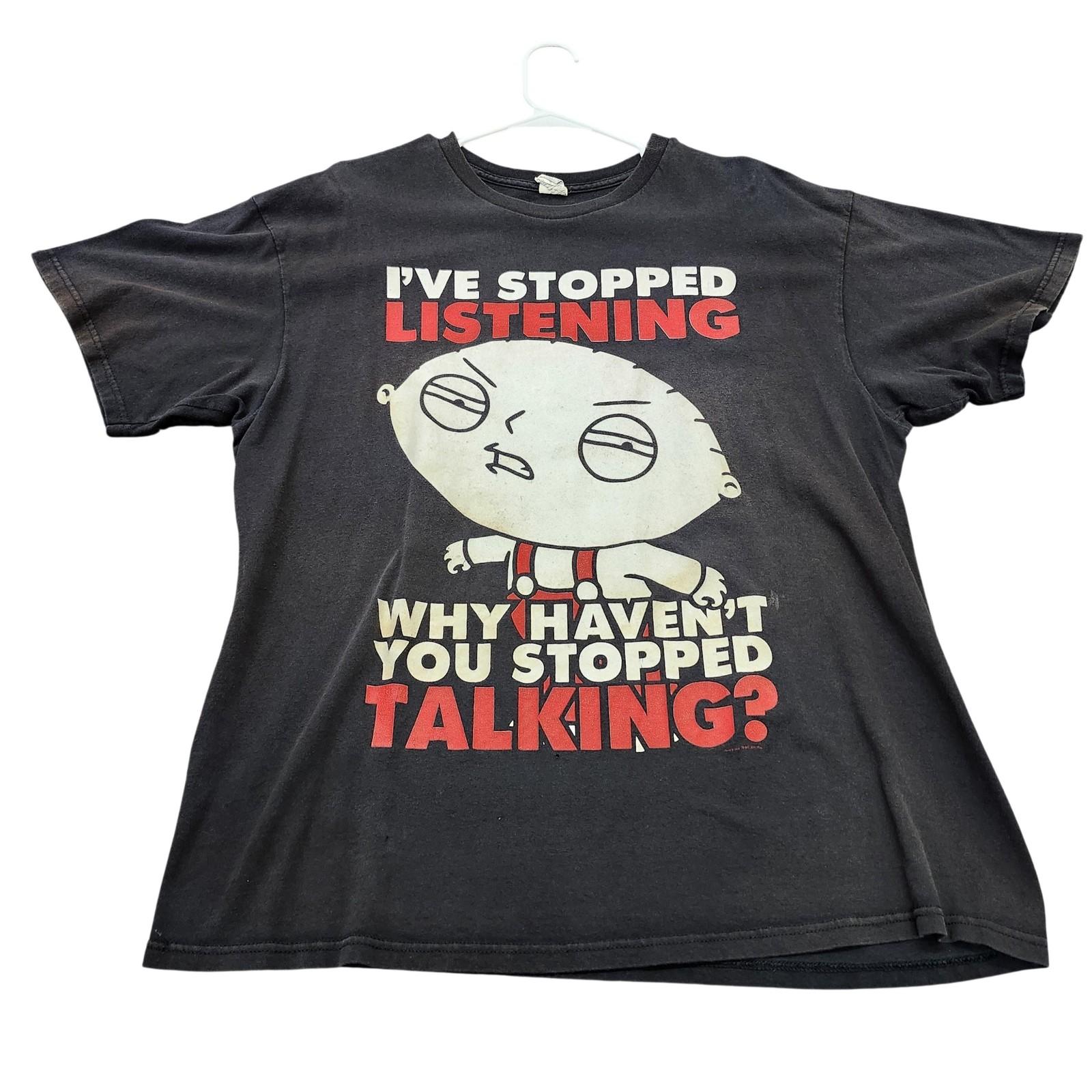 Family Guy Shirt Mens XL Black Stewie Griffin Graphic Tee Funny Cartoon Quote Unisex T-Shirt S