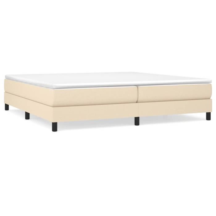3144106 vidaXL Lit à sommier tapissier avec matelas Crème 200x200 cm Tissu