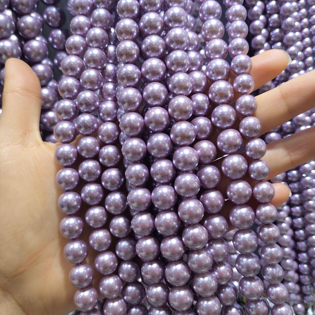 Deep Purple Shell Pearl and Crystal Beaded Necklace DIY Kit