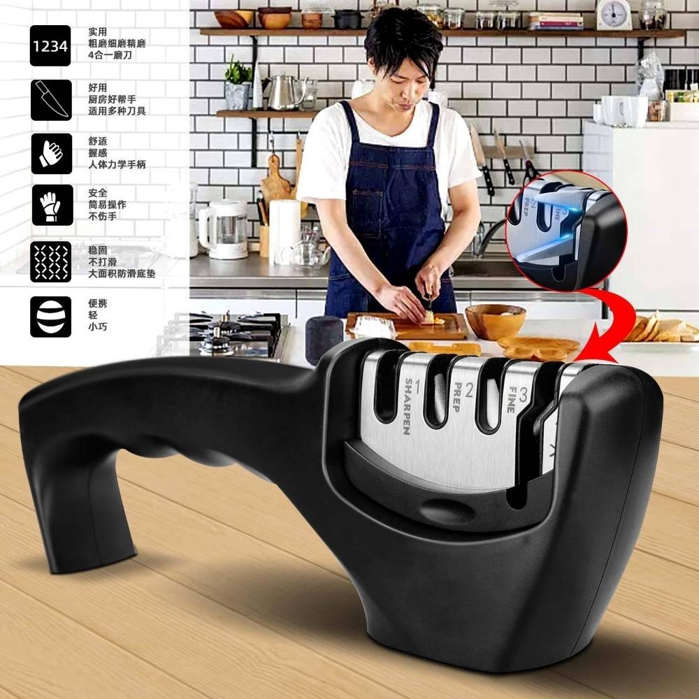 Knife Sharpener Professional 4 Stages Whetstone Kitchen Chef Knives Grinder Scissors Sharpening Stone Heavy Duty Diamond Blades